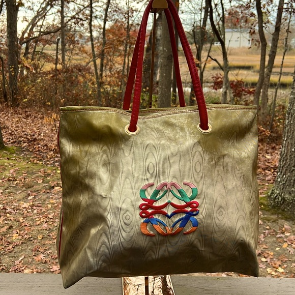 Loewe Handbags - Loewe Gold Tote  w. COA Colorful Anagram - color loss  - with COA